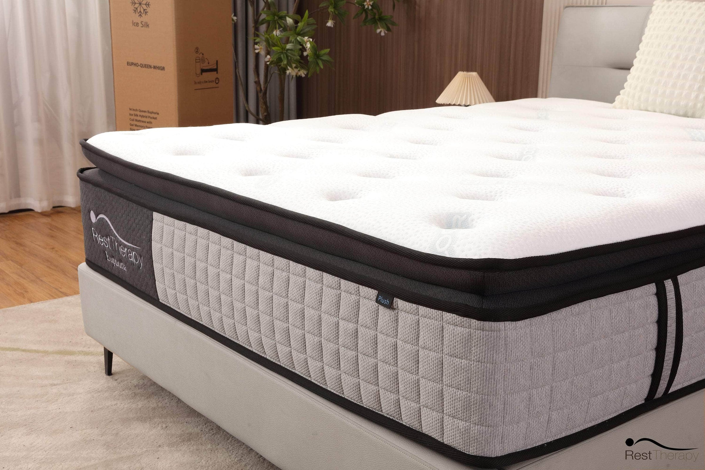 14 Inch Euphoria Cooling Pillow Top Plush Hybrid Pocket Coil Mattress with Cool Gel Memory Foam Available in 2 Sizes